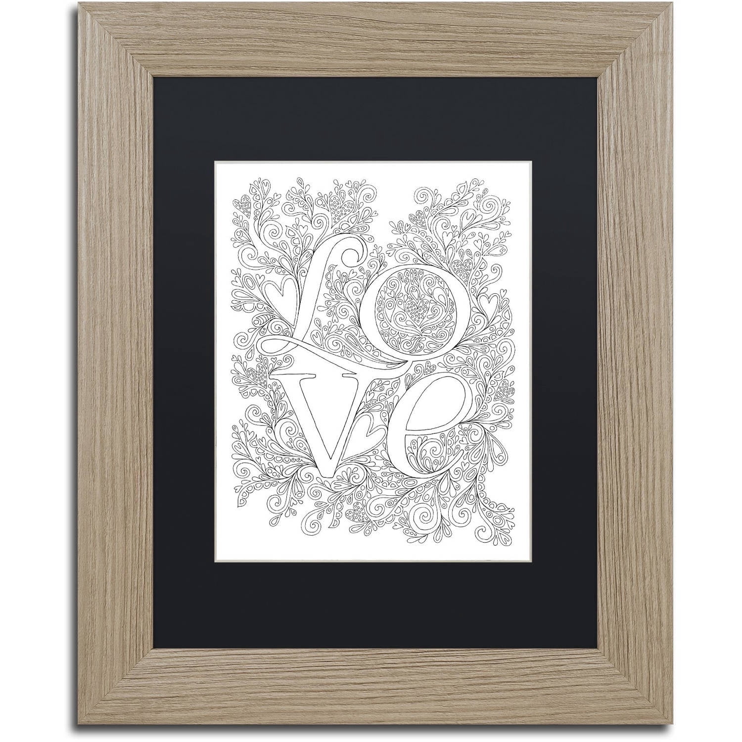 Trademark Fine Art "Letters and Words 10" Canvas Art by Hello Angel, Black Matte, Birch Frame