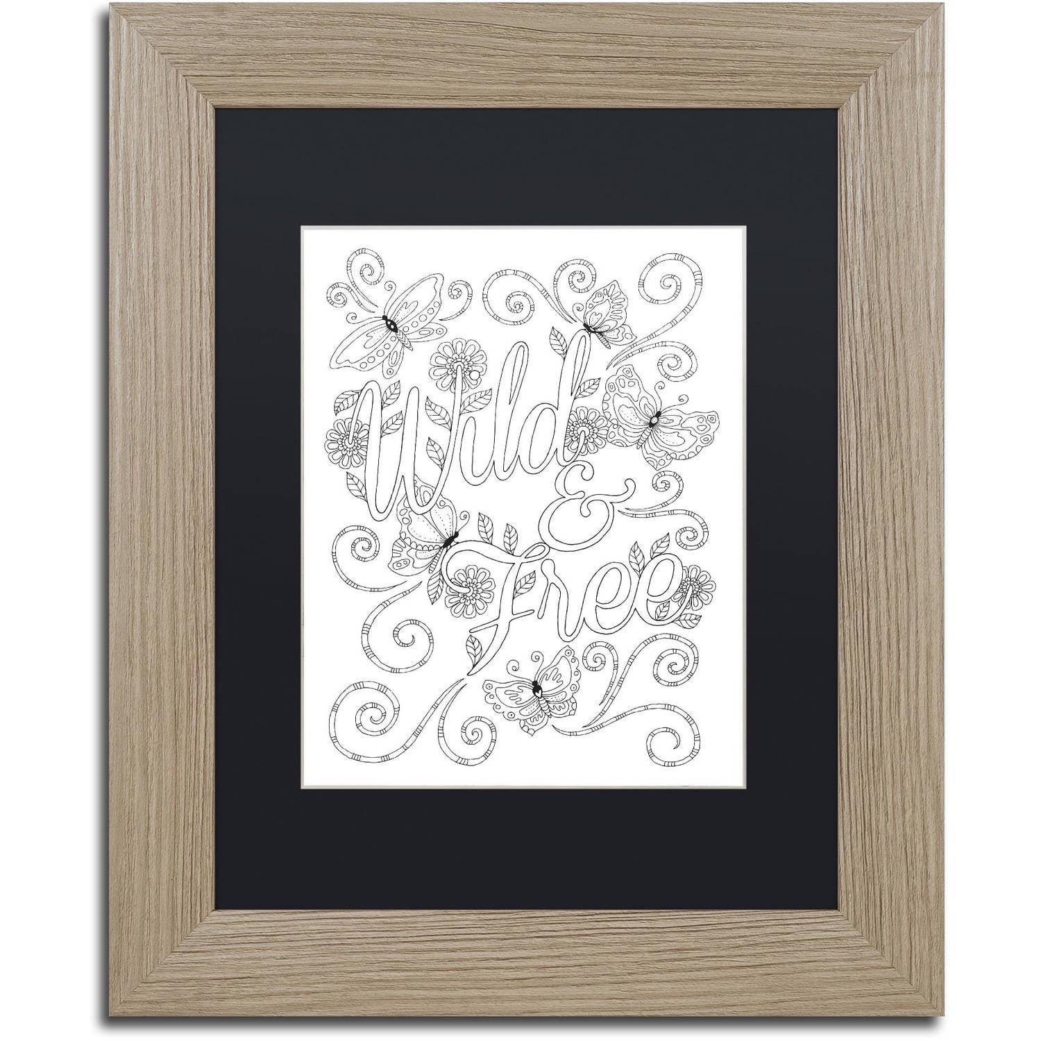 Trademark Fine Art "Letters and Words 11" Canvas Art by Hello Angel, Black Matte, Birch Frame