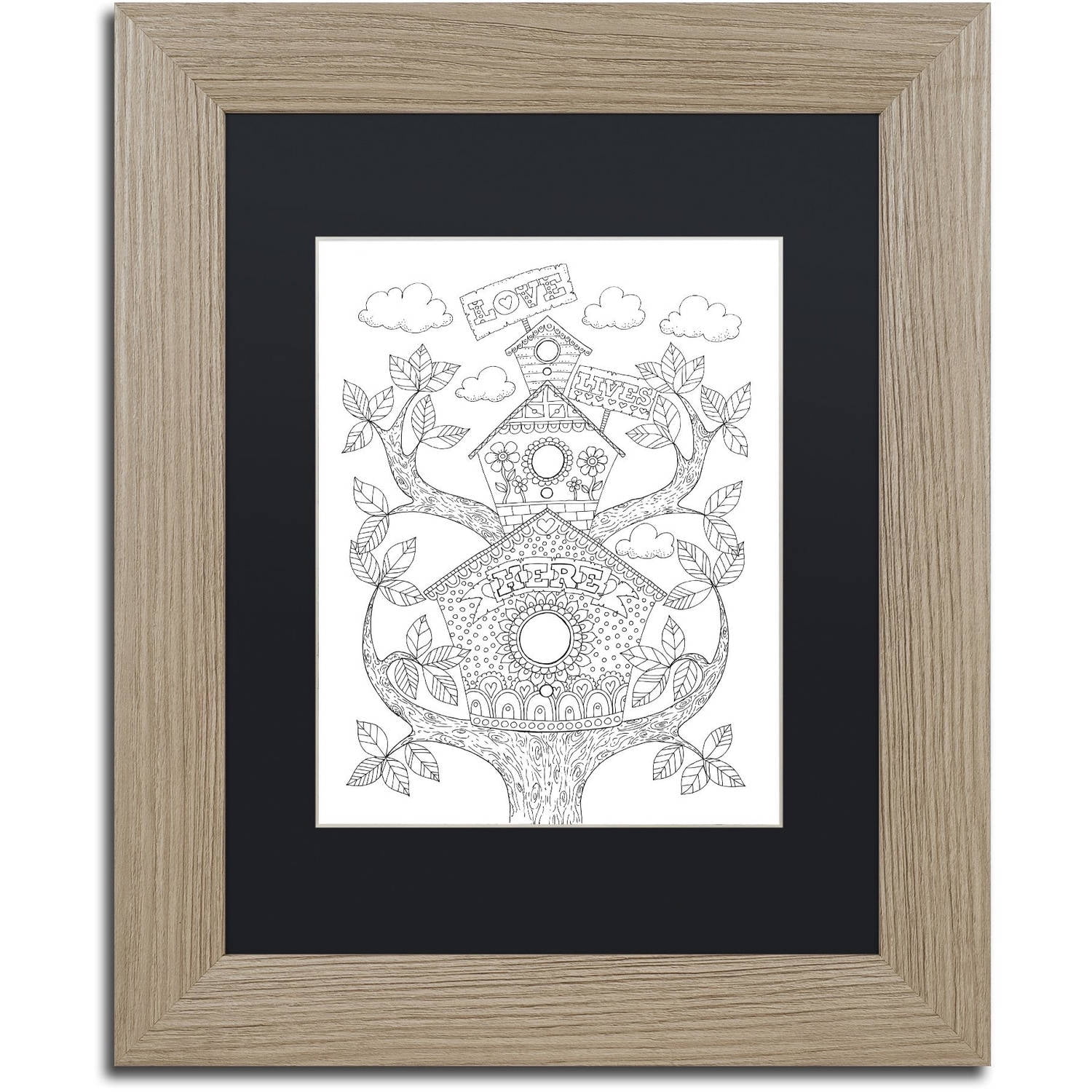Trademark Fine Art "Letters and Words 12" Canvas Art by Hello Angel, Black Matte, Birch Frame