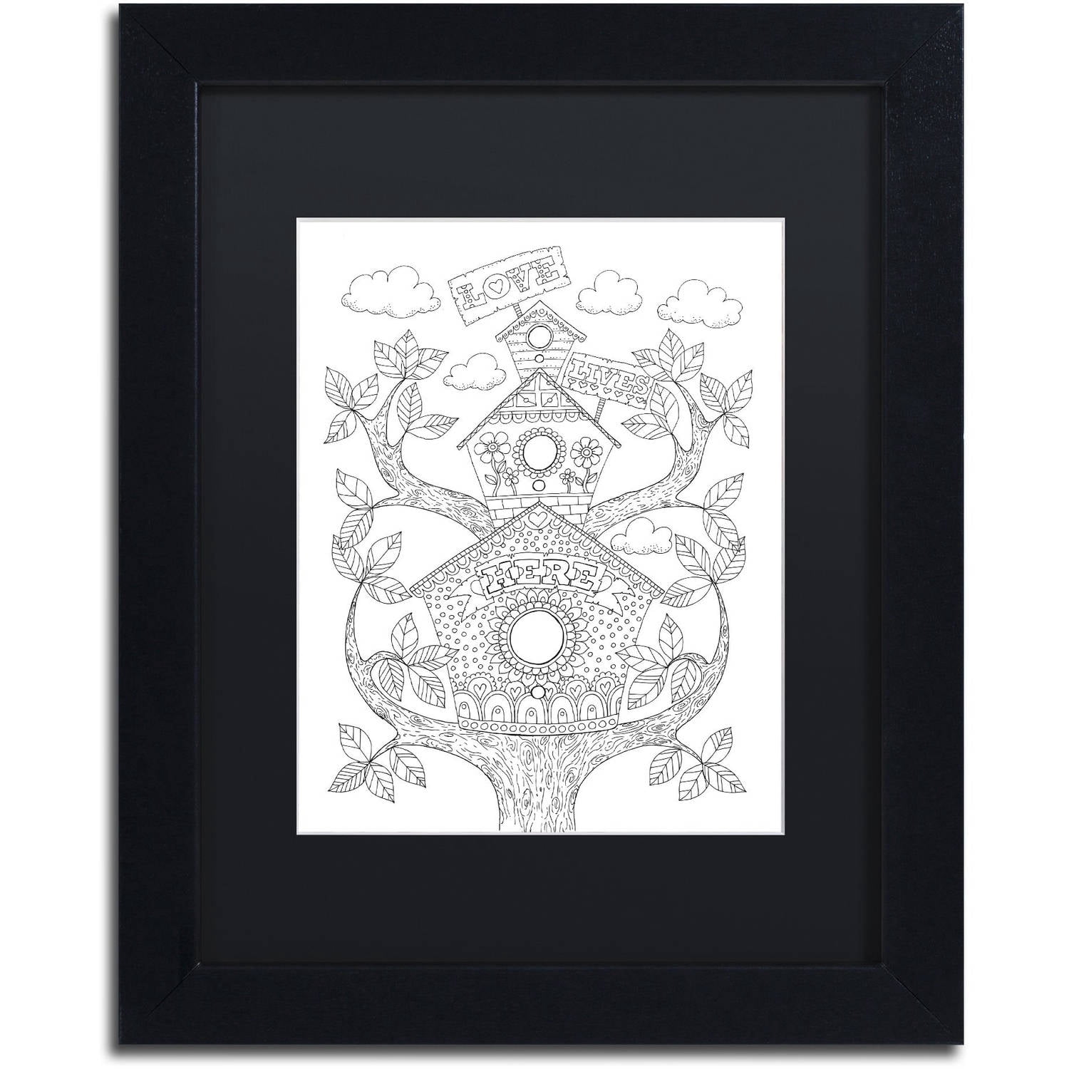 Trademark Fine Art "Letters and Words 12" Canvas Art by Hello Angel, Black Matte, Black Frame