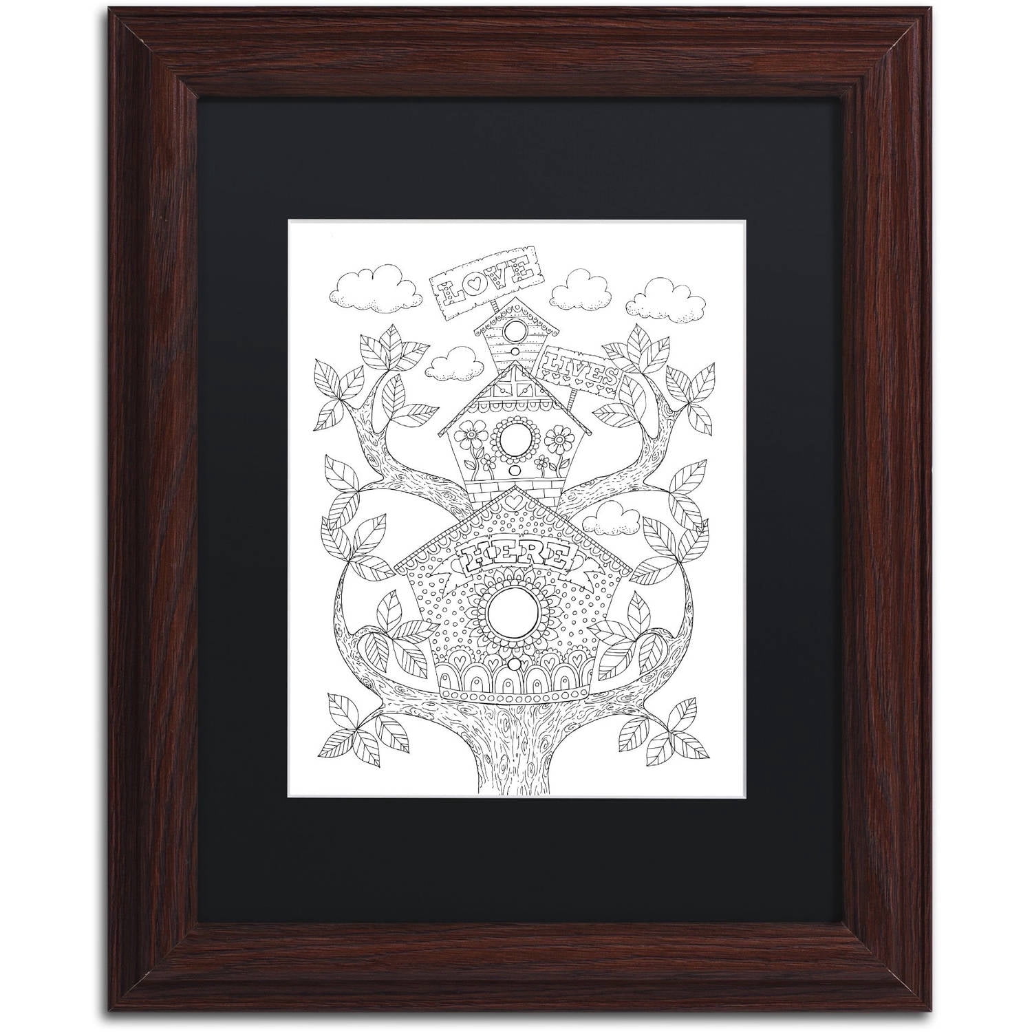 Trademark Fine Art "Letters and Words 12" Canvas Art by Hello Angel, Black Matte, Wood Frame