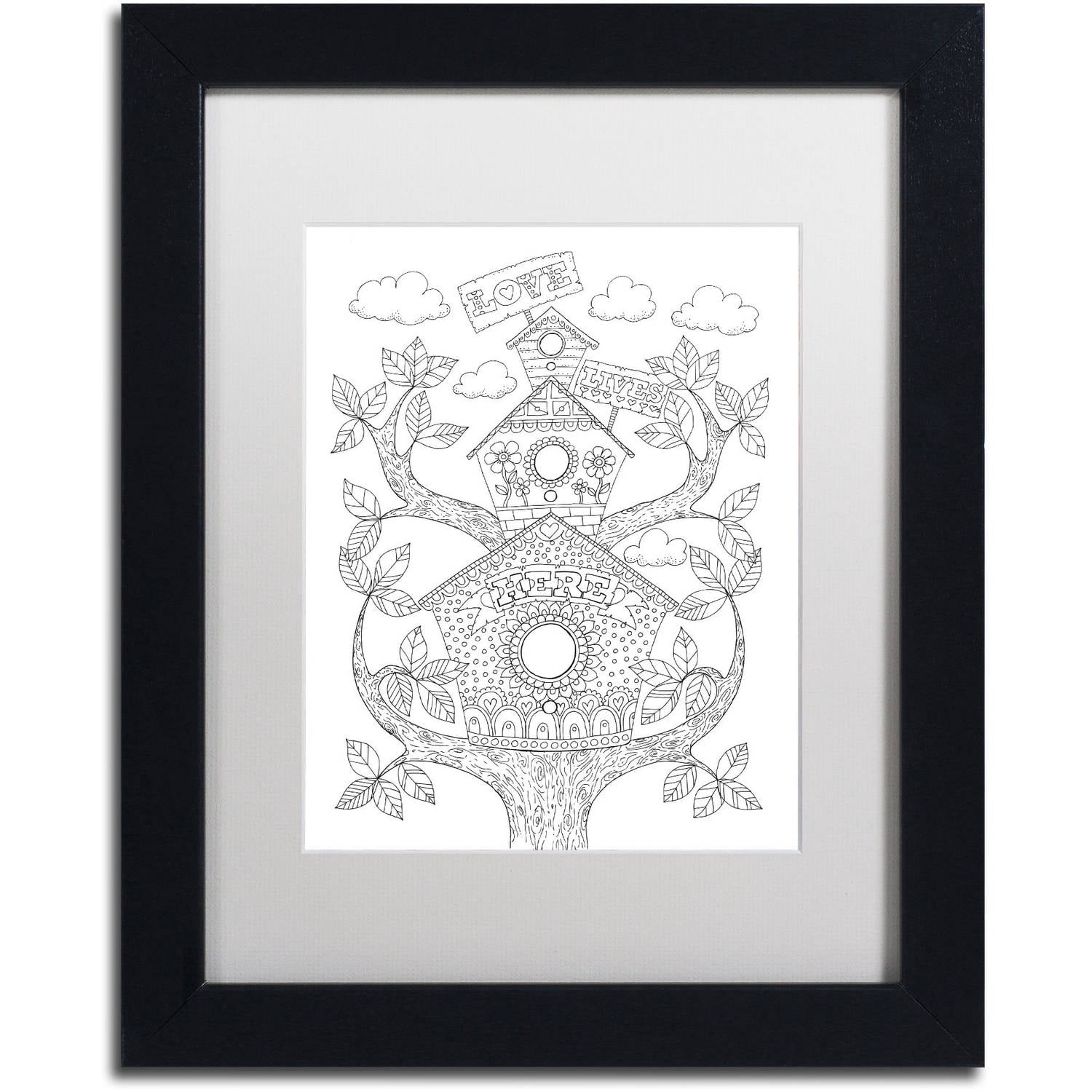 Trademark Fine Art "Letters and Words 12" Canvas Art by Hello Angel, White Matte, Black Frame