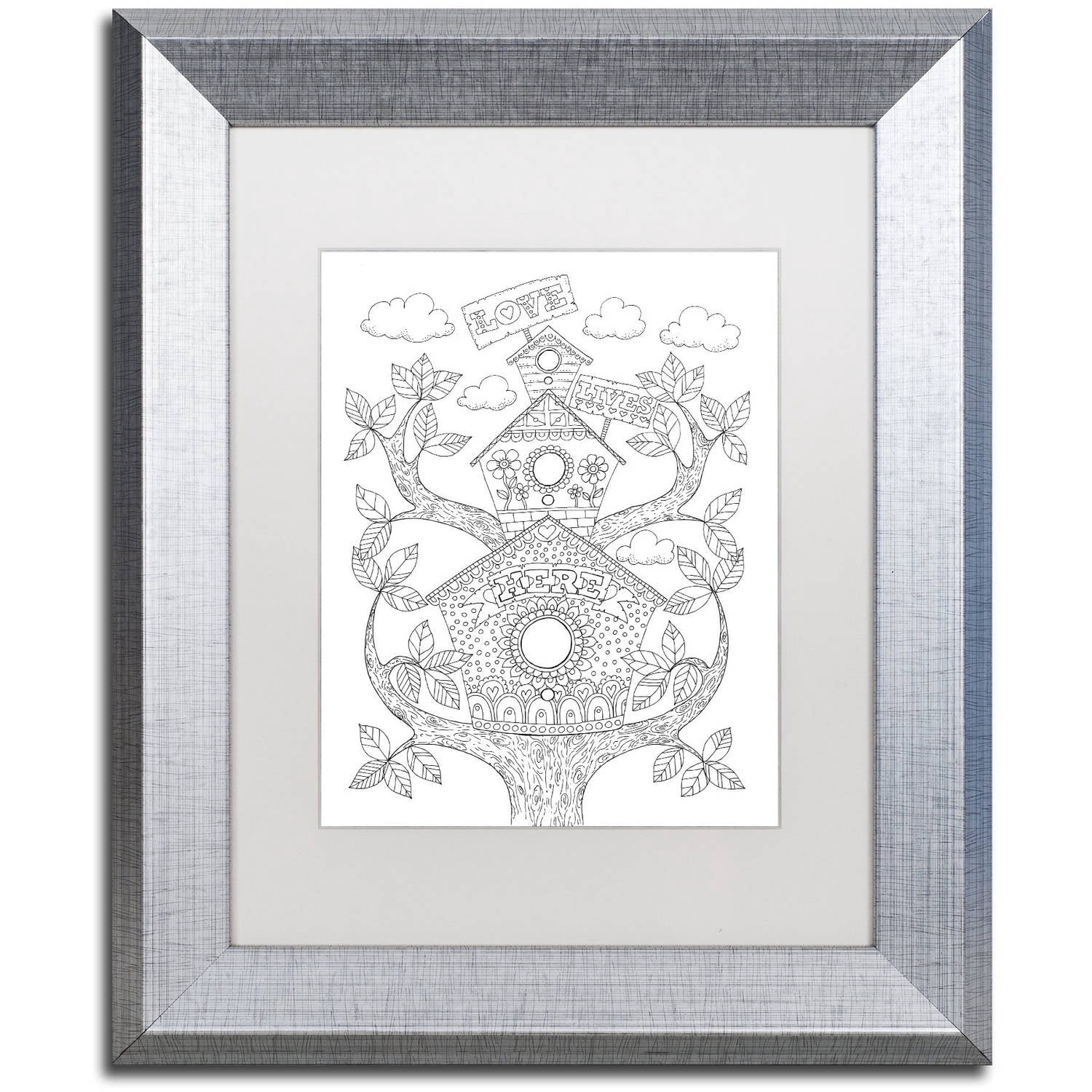 Trademark Fine Art "Letters and Words 12" Canvas Art by Hello Angel, White Matte, Silver Frame