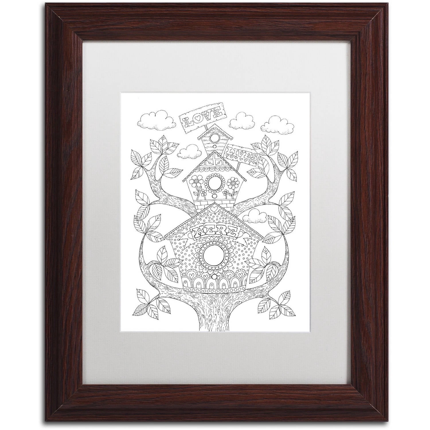 Trademark Fine Art "Letters and Words 12" Canvas Art by Hello Angel, White Matte, Wood Frame
