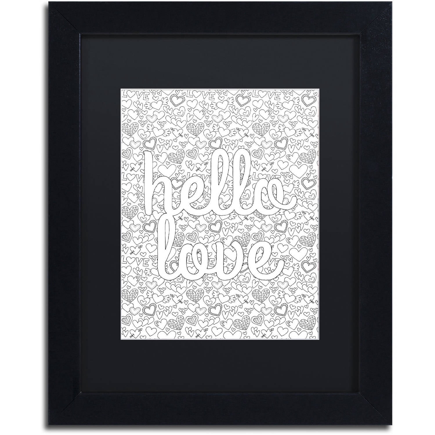 Trademark Fine Art "Letters and Words 17" Canvas Art by Hello Angel, Black Matte, Black Frame