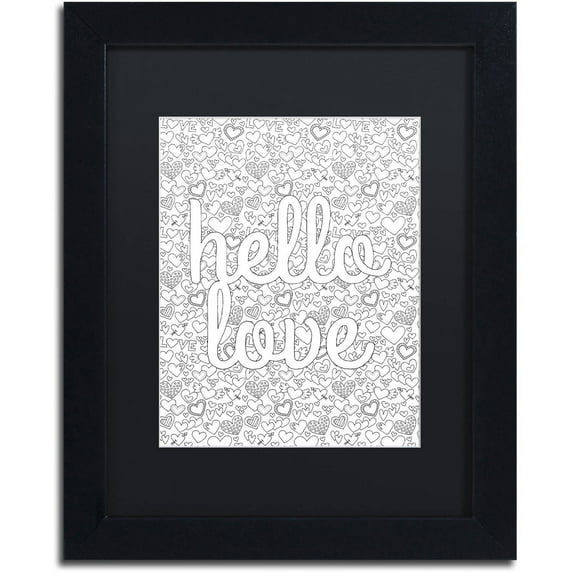 Trademark Fine Art "Letters and Words 17" Canvas Art by Hello Angel, Black Matte, Black Frame