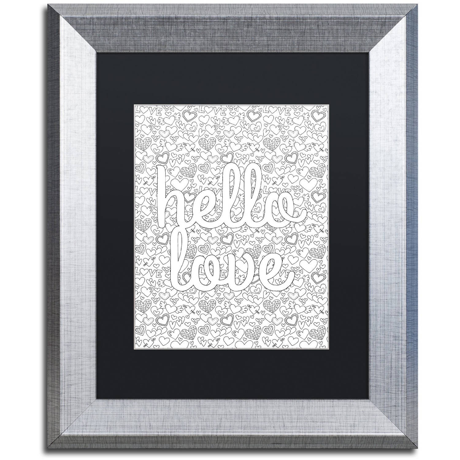 Trademark Fine Art "Letters and Words 17" Canvas Art by Hello Angel, Black Matte, Silver Frame