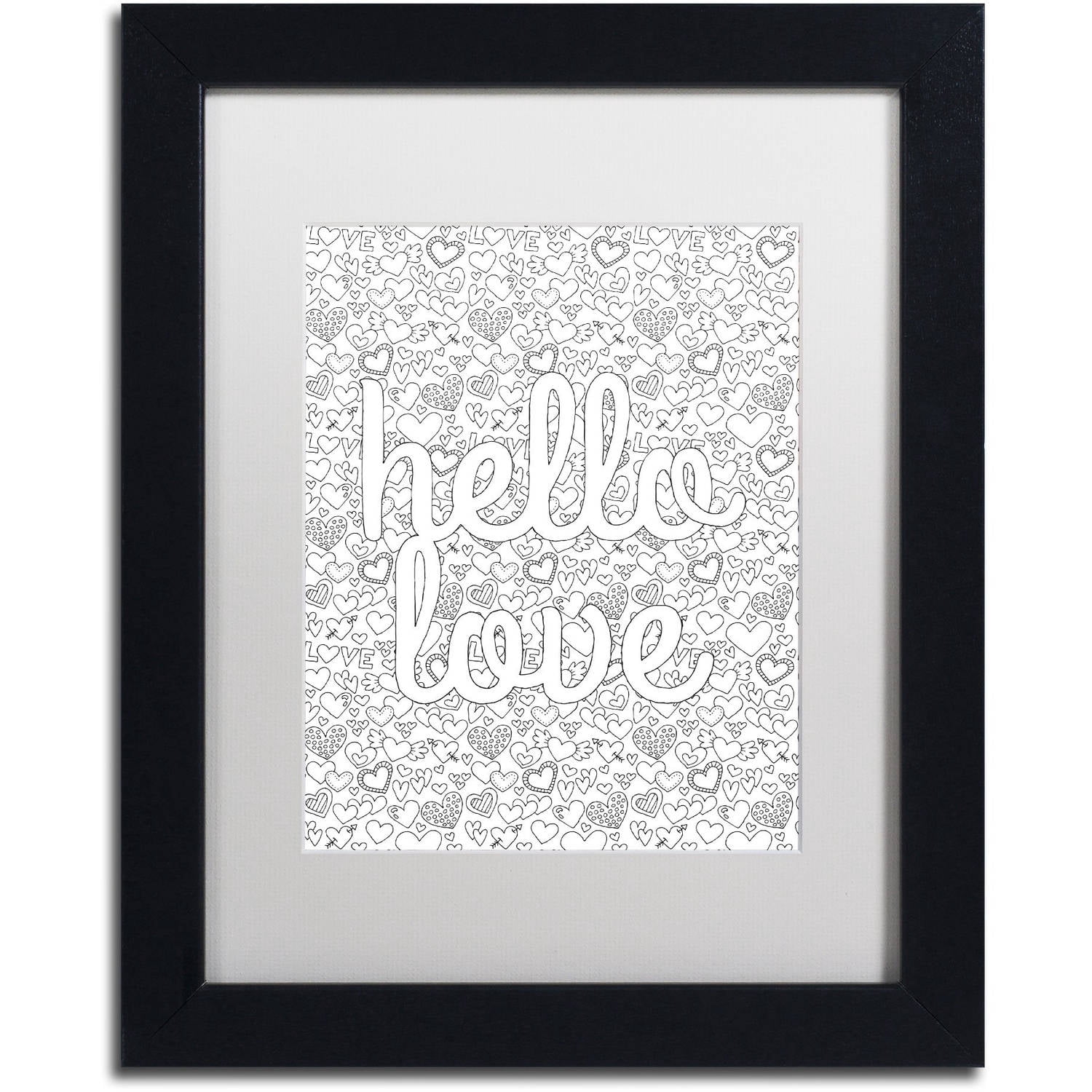 Trademark Fine Art "Letters and Words 17" Canvas Art by Hello Angel, White Matte, Black Frame