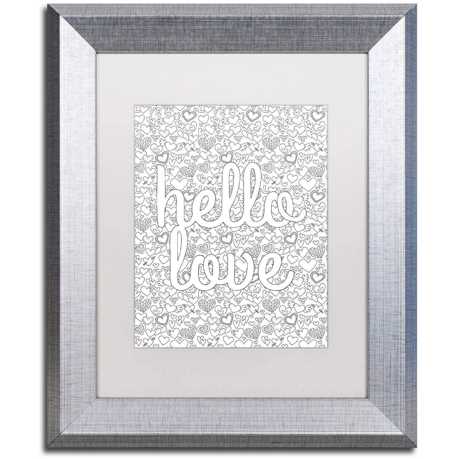Trademark Fine Art "Letters and Words 17" Canvas Art by Hello Angel, White Matte, Silver Frame