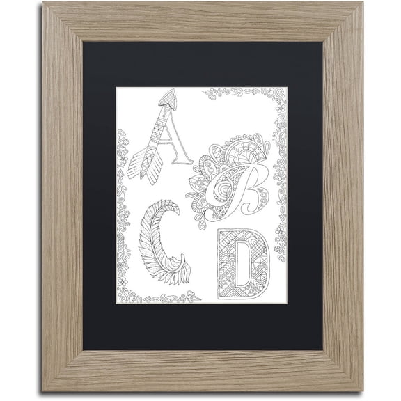 Trademark Fine Art "Letters and Words 24" Canvas Art by Hello Angel, Black Matte, Birch Frame