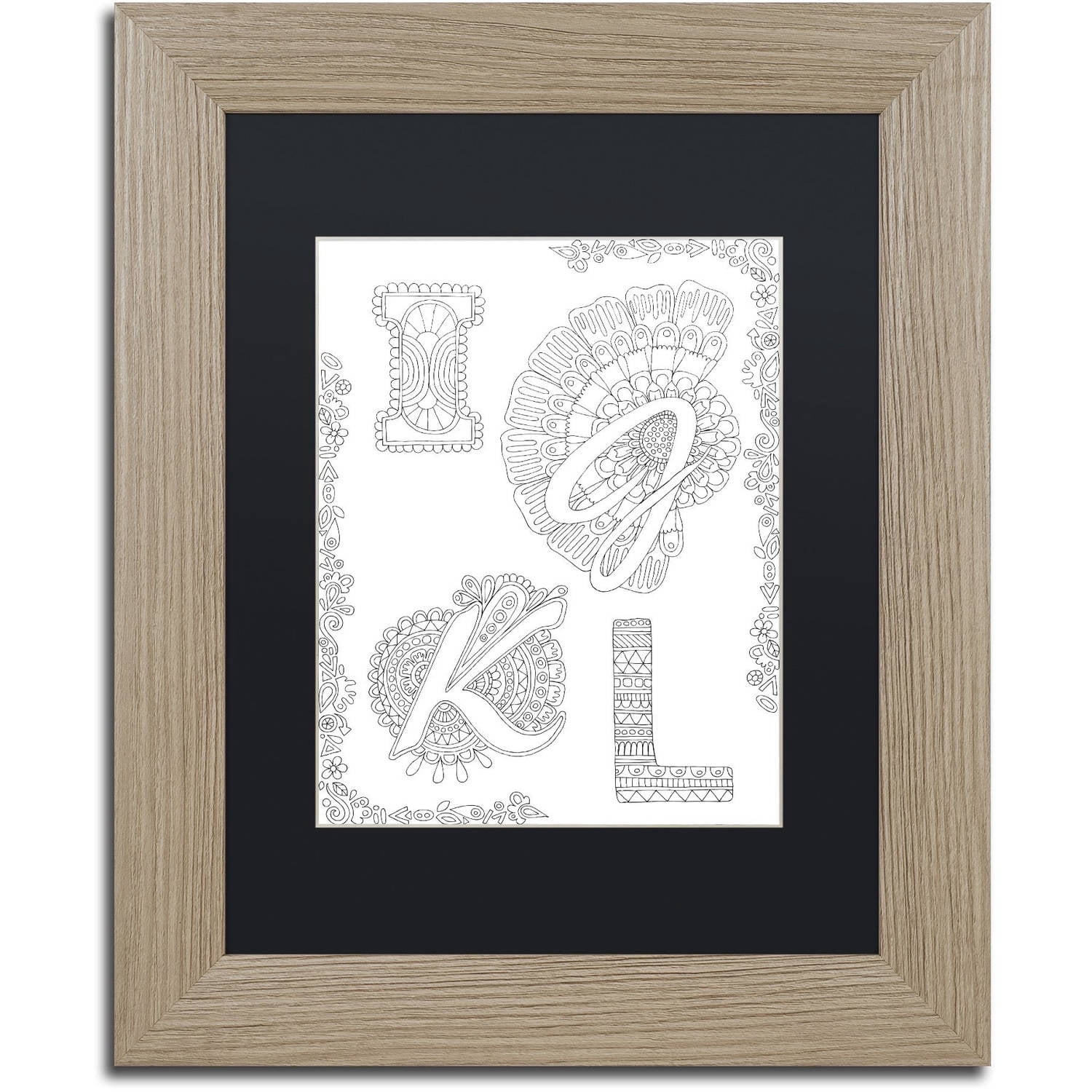 Trademark Fine Art "Letters and Words 26" Canvas Art by Hello Angel, Black Matte, Birch Frame