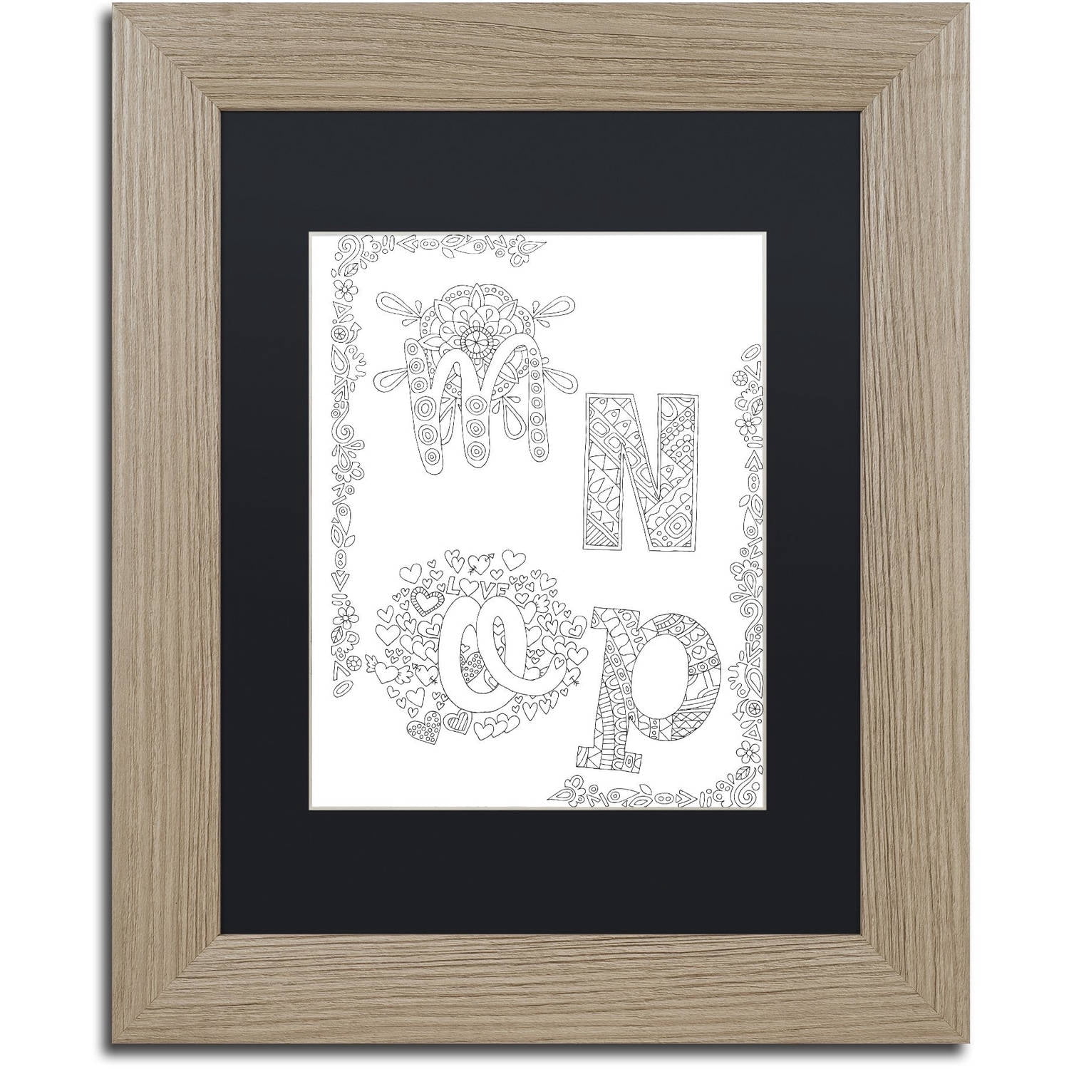 Trademark Fine Art "Letters and Words 27" Canvas Art by Hello Angel, Black Matte, Birch Frame