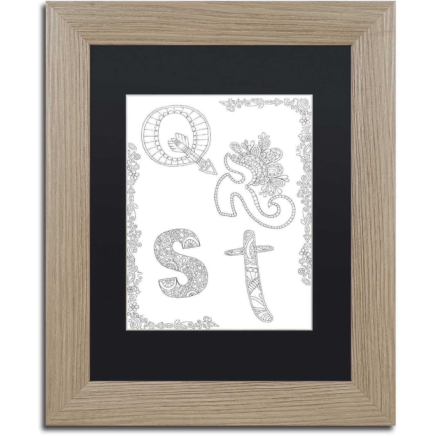 Trademark Fine Art "Letters and Words 28" Canvas Art by Hello Angel, Black Matte, Birch Frame