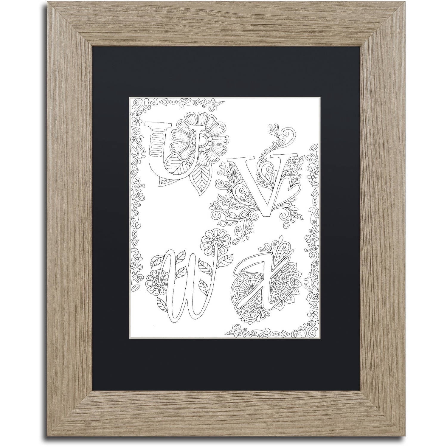 Trademark Fine Art "Letters and Words 29" Canvas Art by Hello Angel, Black Matte, Birch Frame