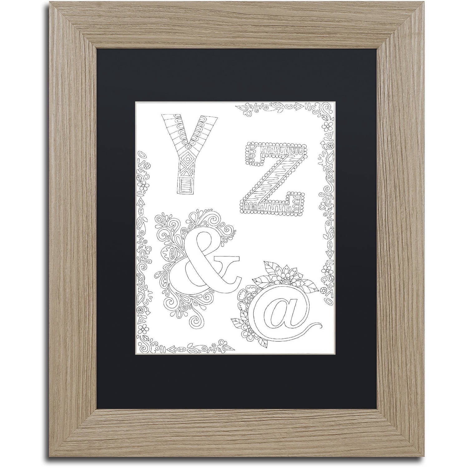 Trademark Fine Art "Letters and Words 30" Canvas Art by Hello Angel, Black Matte, Birch Frame
