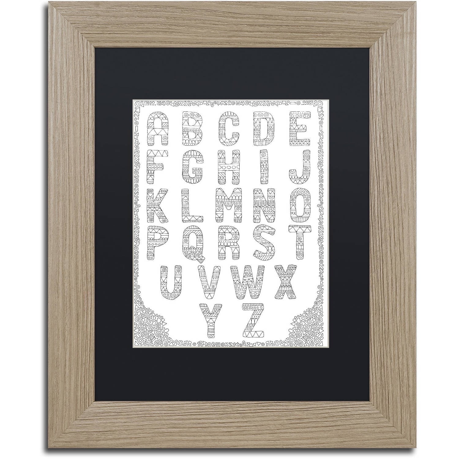 Trademark Fine Art "Letters and Words 4" Canvas Art by Hello Angel, Black Matte, Birch Frame