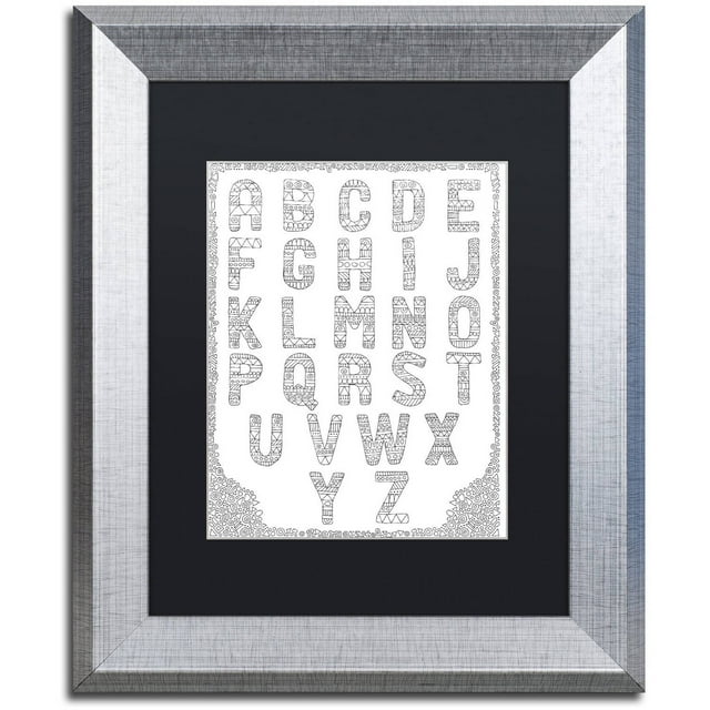 Trademark Fine Art "Letters and Words 4" Canvas Art by Hello Angel, Black Matte, Silver Frame