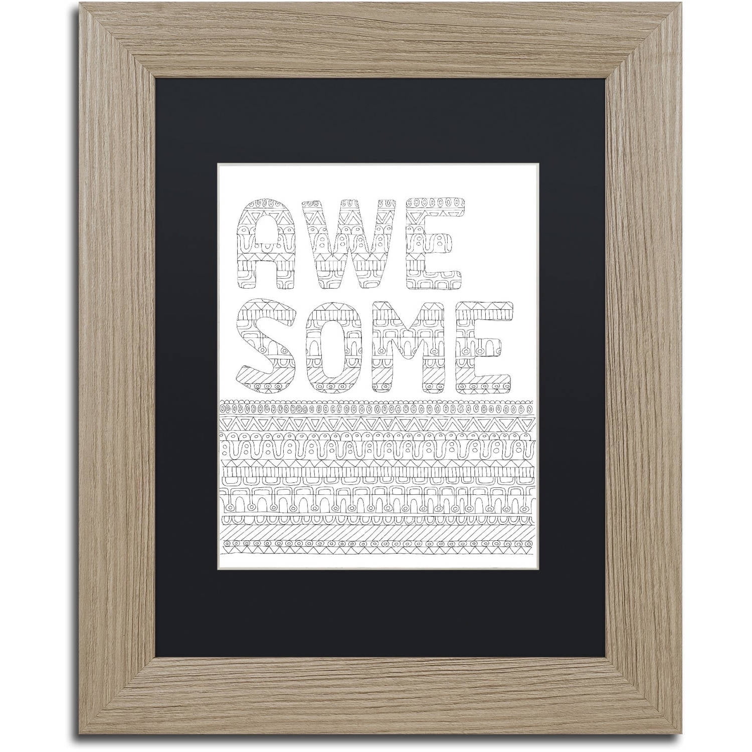 Trademark Fine Art "Letters and Words 5" Canvas Art by Hello Angel, Black Matte, Birch Frame