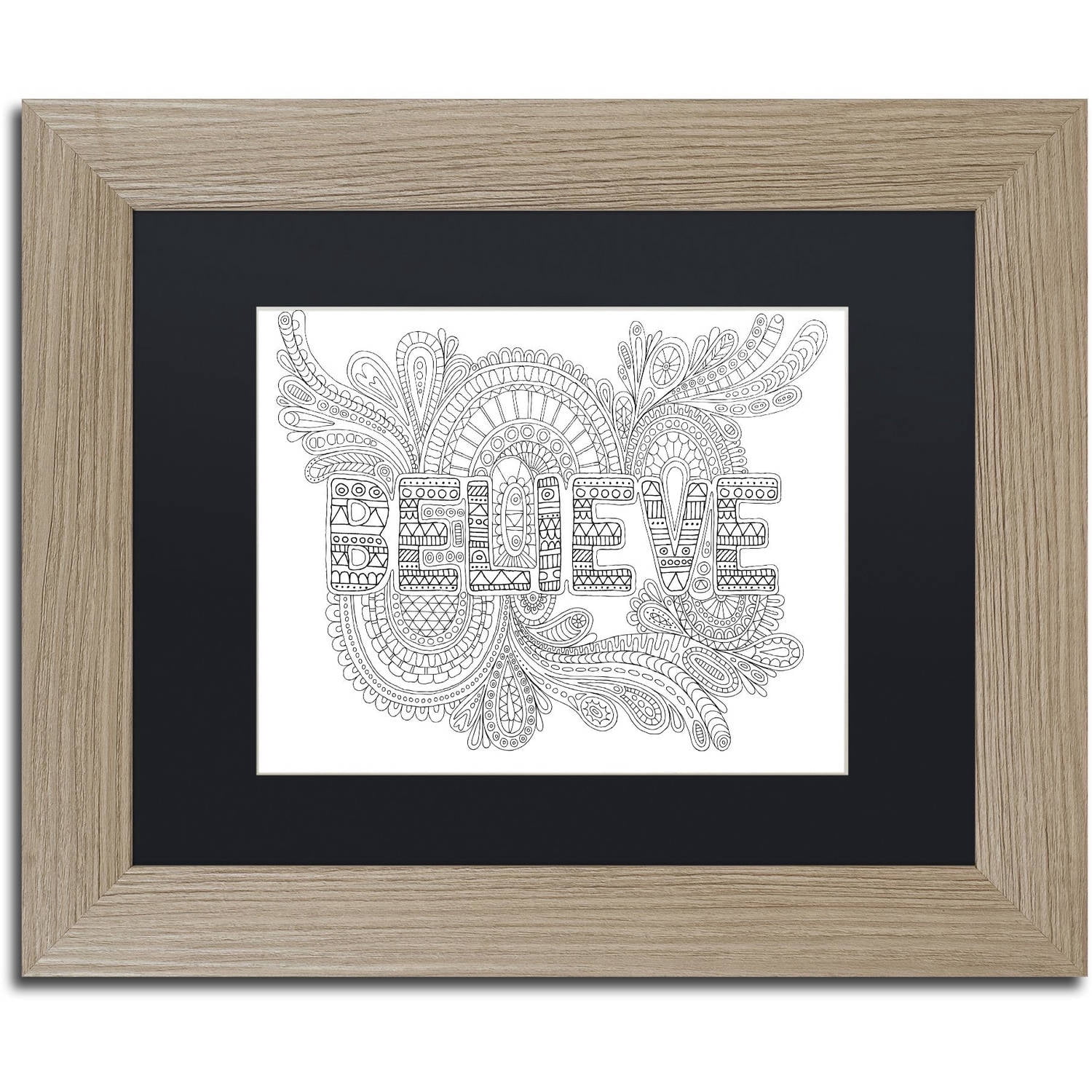 Trademark Fine Art "Letters and Words 8" Canvas Art by Hello Angel, Black Matte, Birch Frame