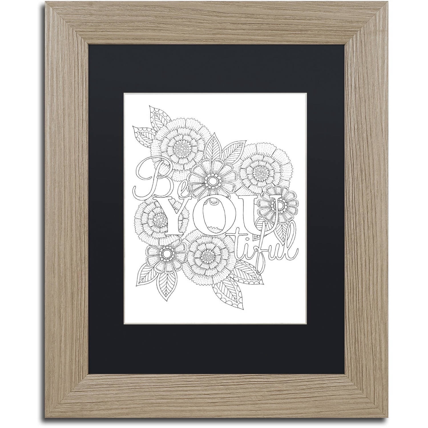 Trademark Fine Art "Letters and Words 9" Canvas Art by Hello Angel, Black Matte, Birch Frame