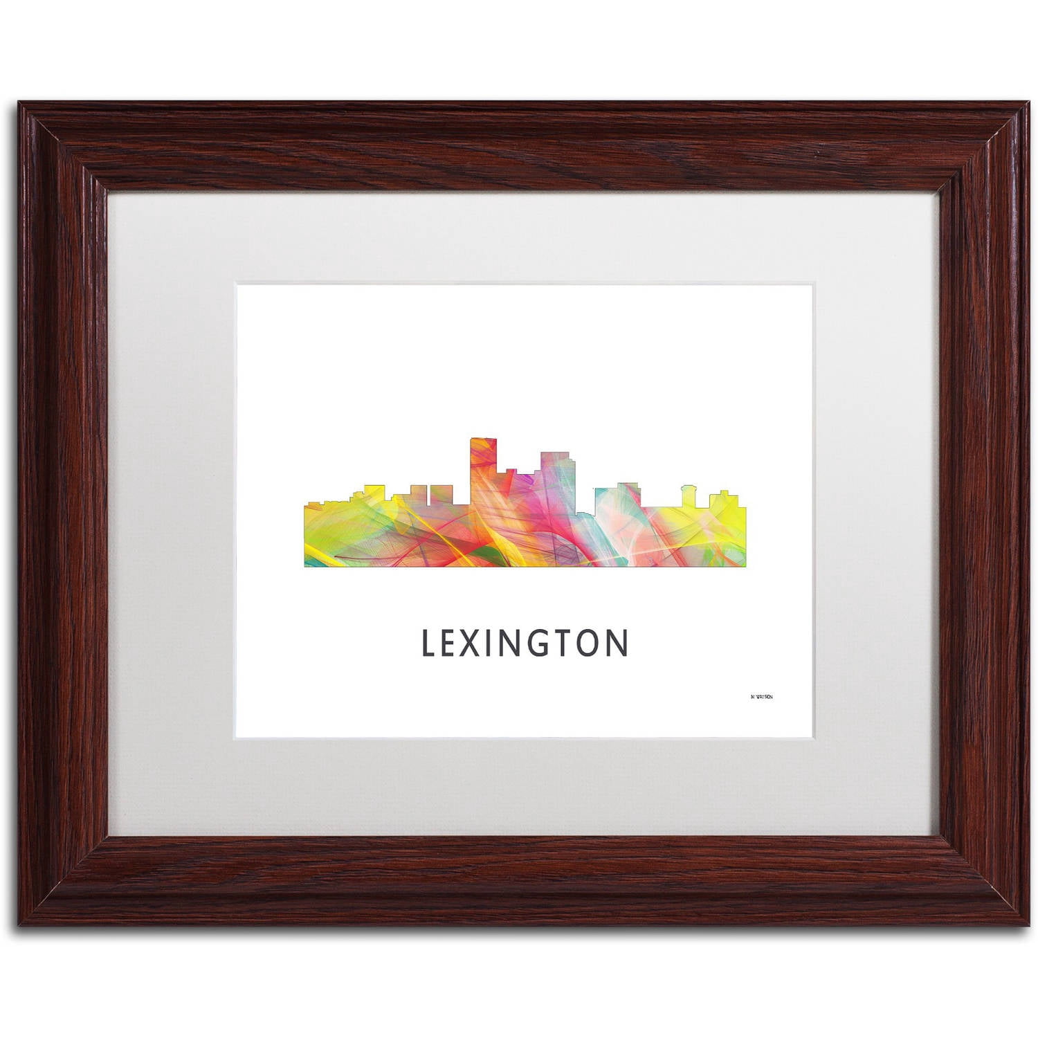 Trademark Fine Art 'Lexington Kentucky Skyline WB-1' Canvas Art by Marlene Watson, White Matte, Wood Frame