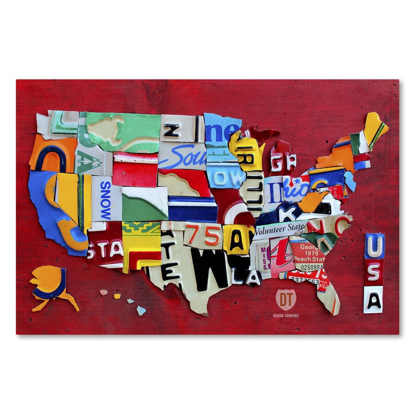 Trademark Fine Art 'License Plate Map Miniature' Canvas Art by Design Turnpike