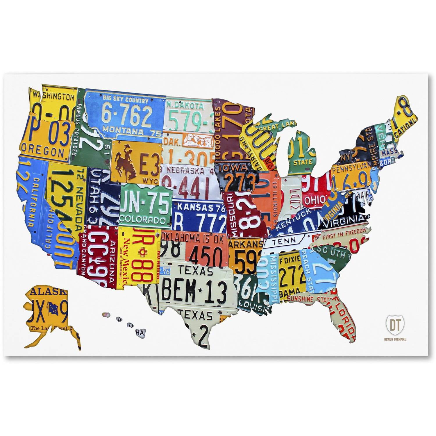 Trademark Fine Art 'License Plate Map USA 2' Canvas Art by Design Turnpike
