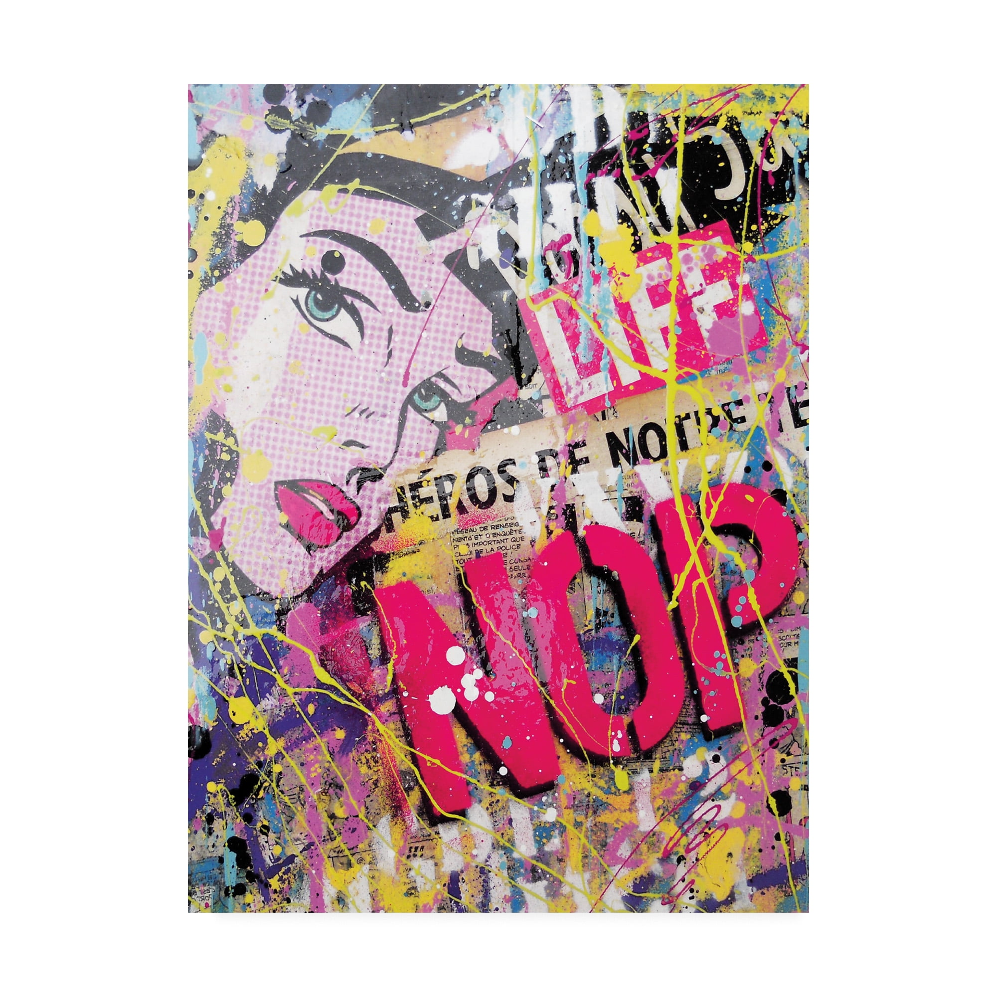 Large Multicolor Abstract Canvas Art with Graffiti Design