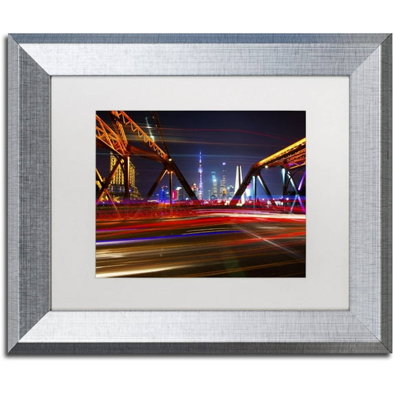 Trademark Fine Art "Light Bridge" Canvas Art by Philippe Hugonnard, White Matte, Silver Frame