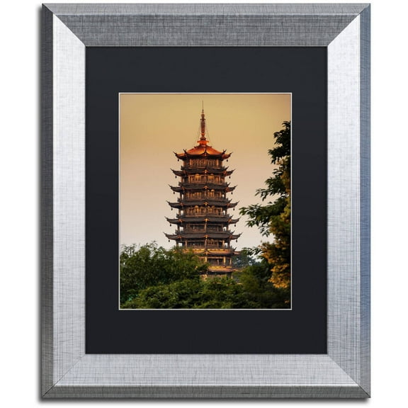 Trademark Fine Art "Light Pagoda" Canvas Art by Philippe Hugonnard, Black Matte, Silver Frame