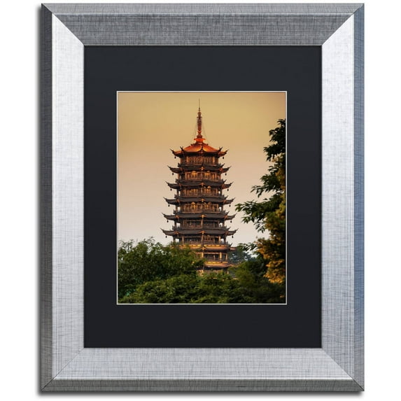 Trademark Fine Art "Light Pagoda" Canvas Art by Philippe Hugonnard, Black Matte, Silver Frame