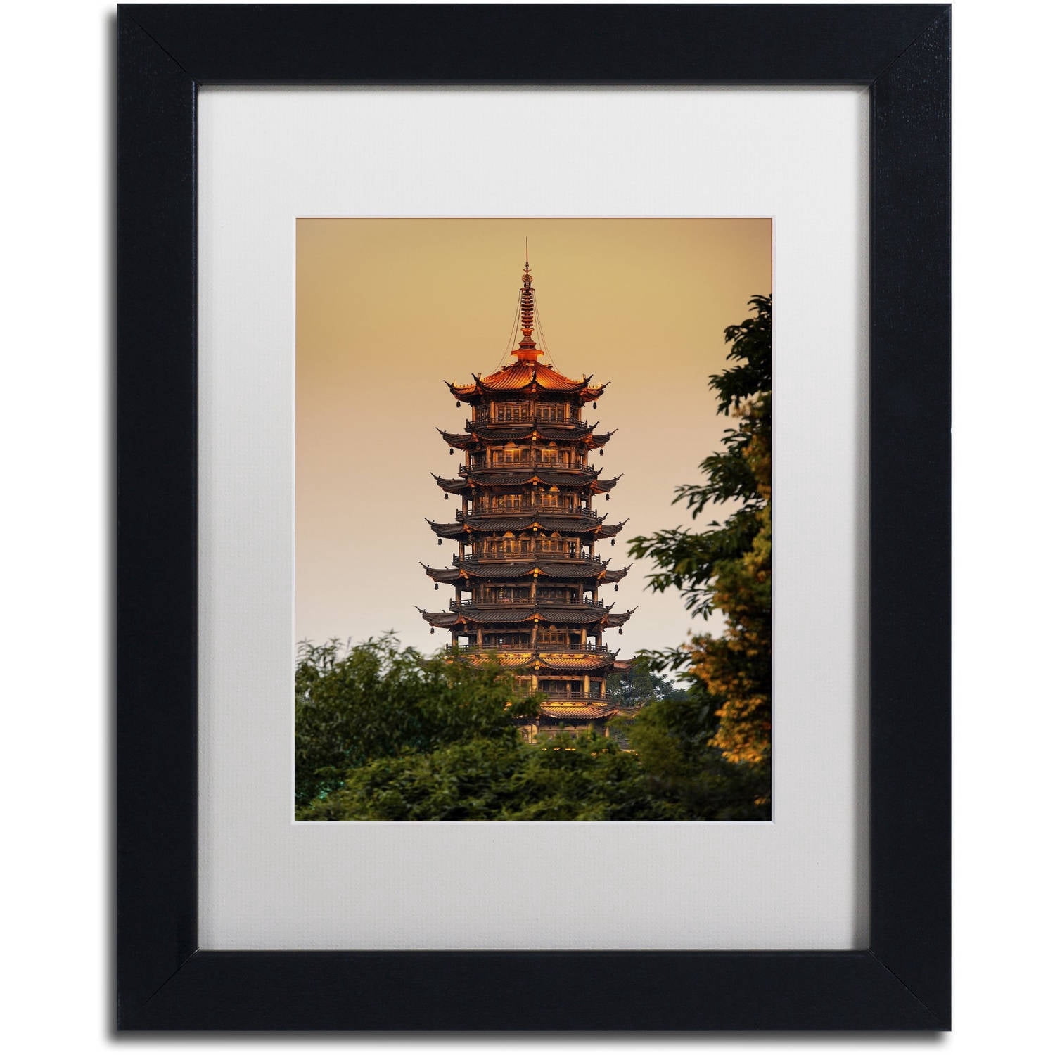 Trademark Fine Art "Light Pagoda" Canvas Art by Philippe Hugonnard, White Matte, Black Frame