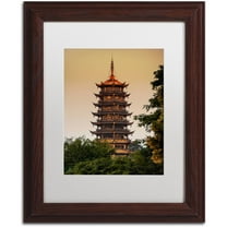 Trademark Fine Art "Light Pagoda" Canvas Art by Philippe Hugonnard, White Matte, Wood Frame