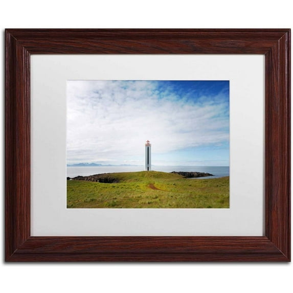 Trademark Fine Art 'Lighthouse Kalfshamars' Canvas Art by Philippe Sainte-Laudy, White Matte, Wood Frame