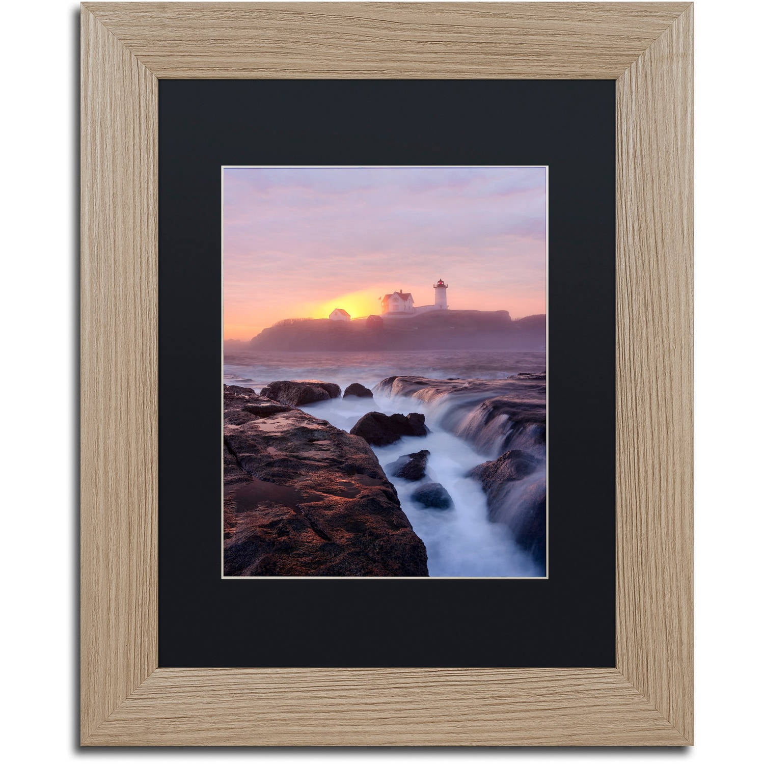 Trademark Fine Art "Lighthouse On Fire" Canvas Art by Michael Blanchette Photography Black Matte, Birch Frame