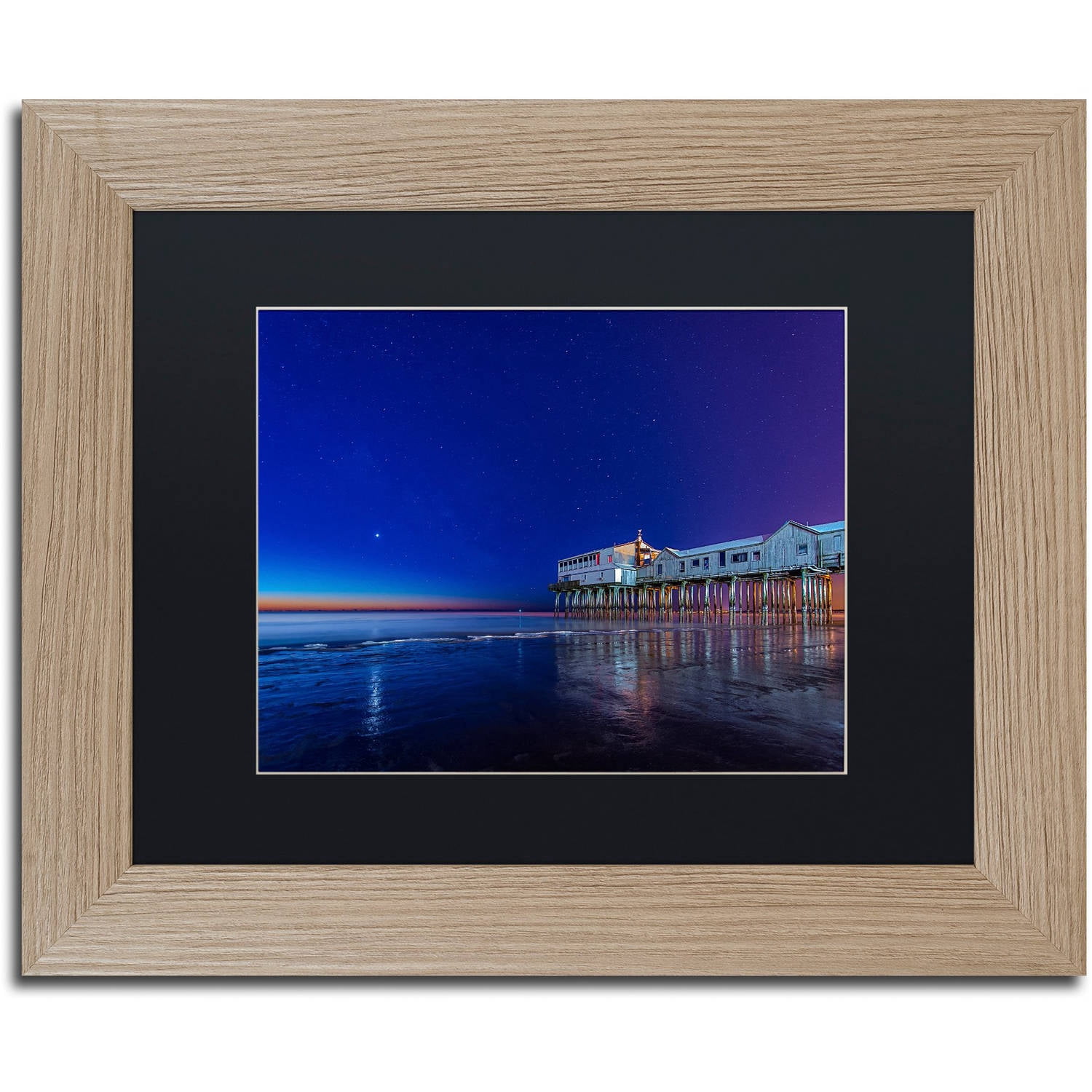 Trademark Fine Art "Lights of Dawn" Canvas Art by Michael Blanchette Photography Black Matte, Birch Frame