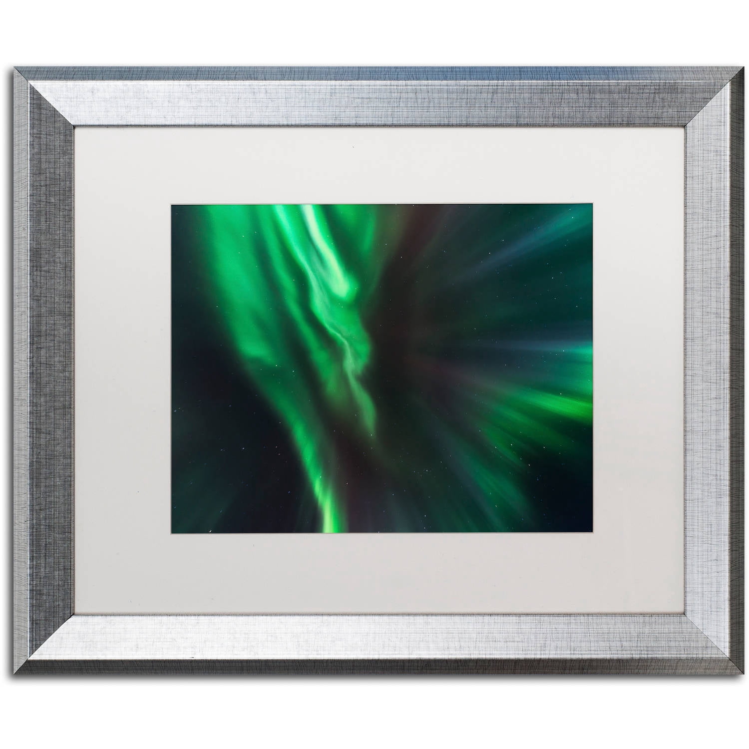 Trademark Fine Art "Lights of Gods" Canvas Art by Mathieu Rivrin, White Matte, Silver Frame