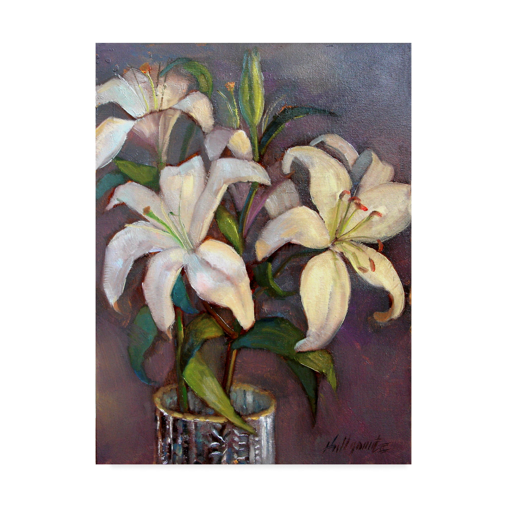 Trademark Fine Art 'Lilies In Glass' Canvas Art by Hall Groat Ii