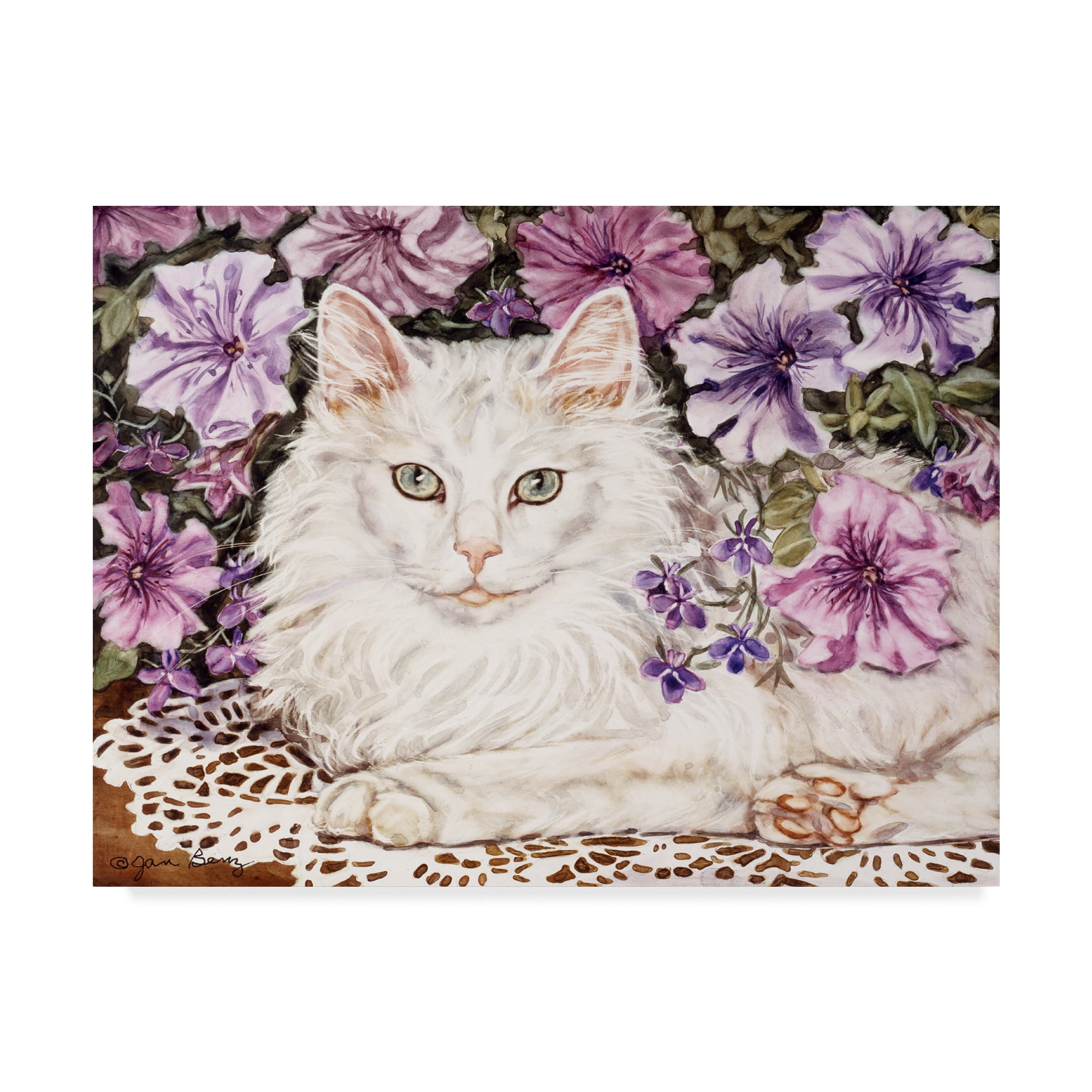 Trademark Fine Art 'Lilly White Cat' Canvas Art by Jan Benz
