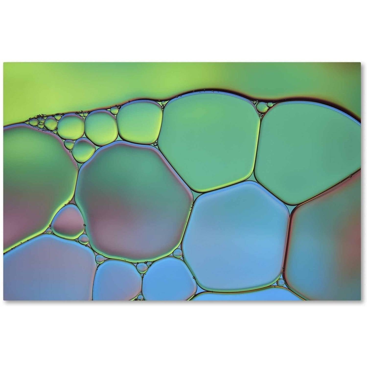 Lime Green and Blue Abstract Canvas Art, 15x20 Inch