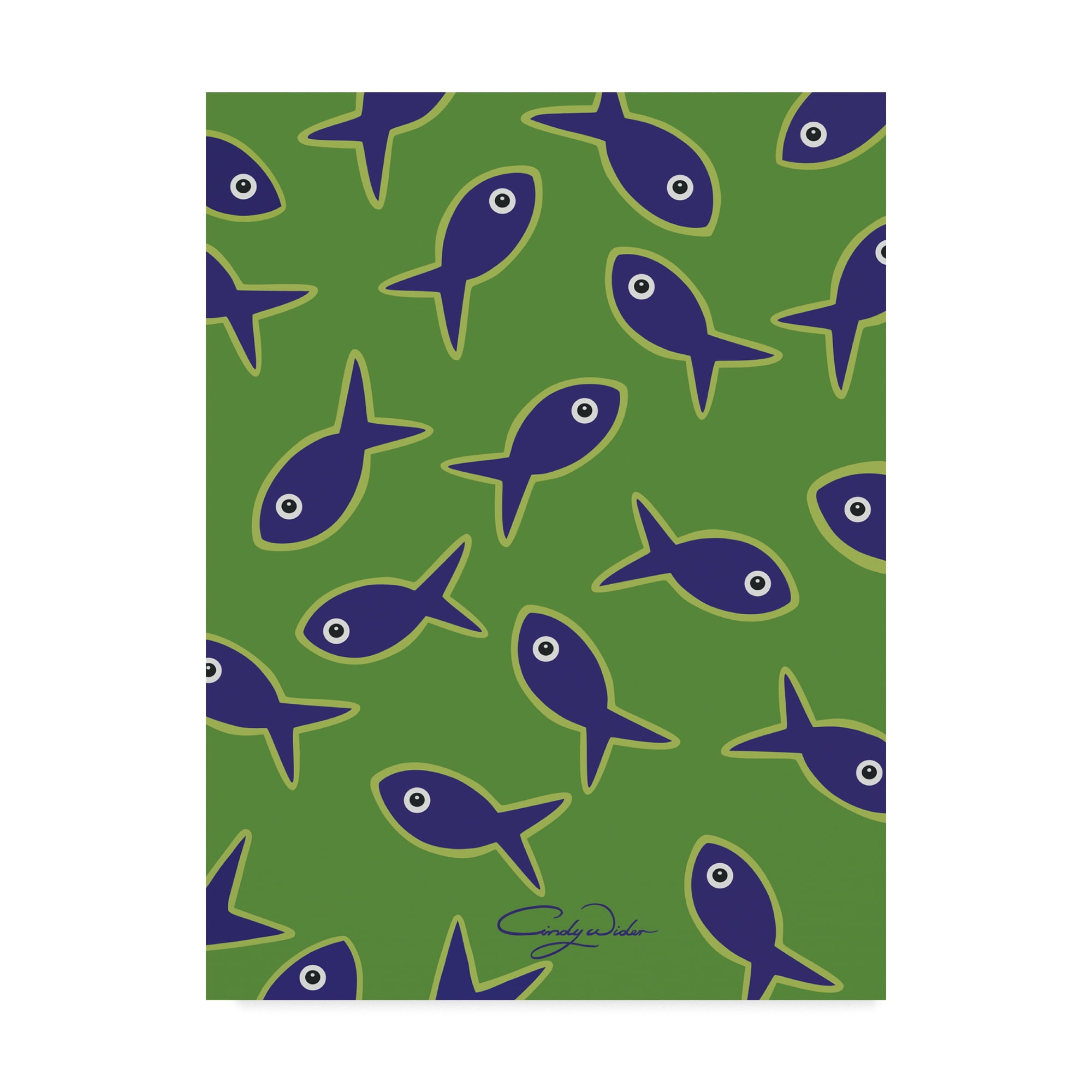 Trademark Fine Art 'Lime With Purple Fish' Canvas Art by Cindy Wider