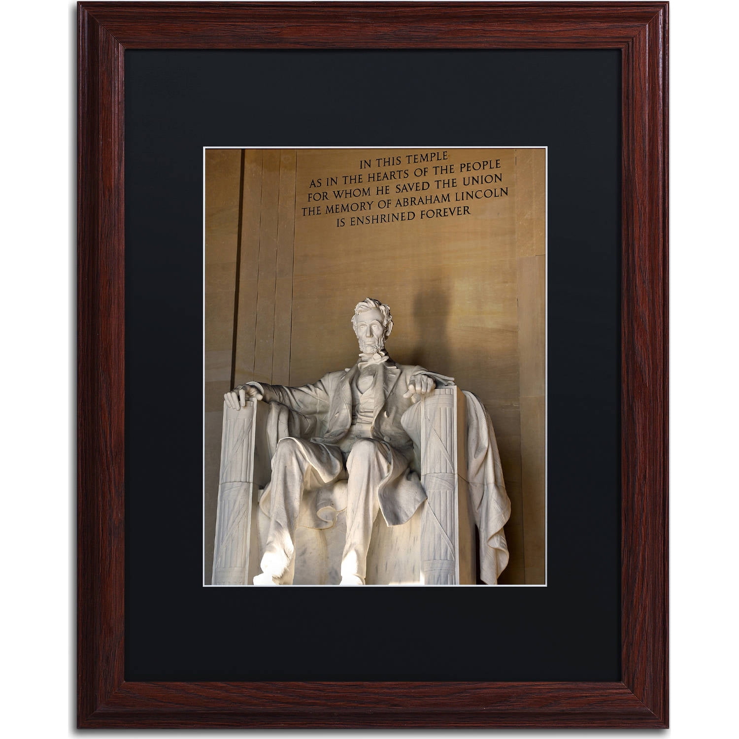 Trademark Fine Art "Lincoln Memorial 2" Canvas Art by CATeyes, Black Matte, Wood Frame