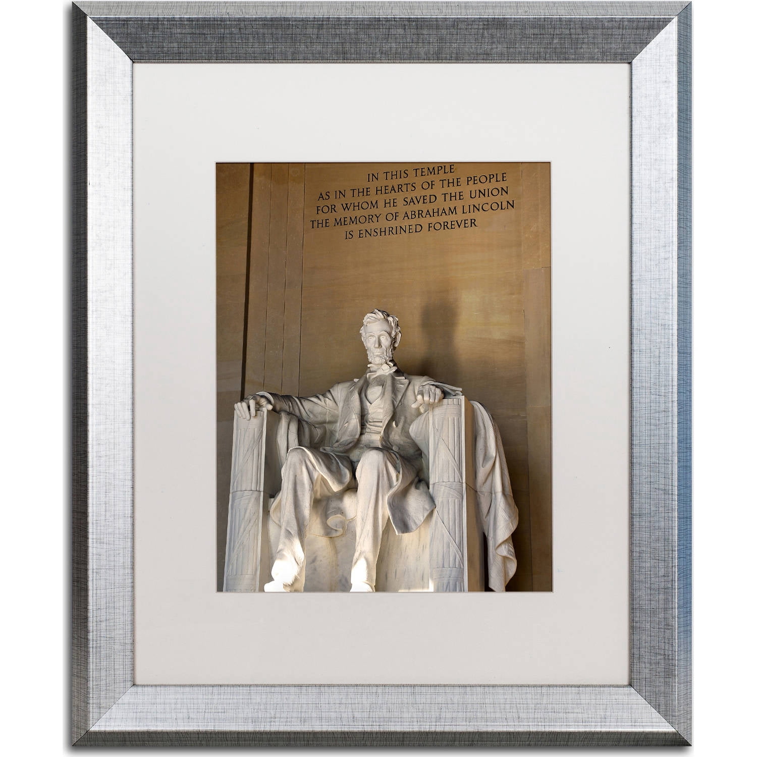 Trademark Fine Art "Lincoln Memorial 2" Canvas Art by CATeyes, White Matte, Silver Frame