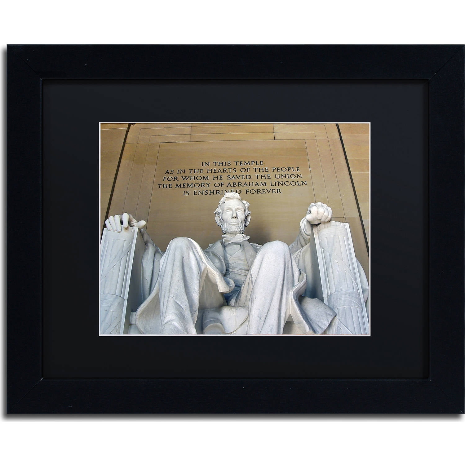 Trademark Fine Art "Lincoln Memorial" Canvas Art by CATeyes, Black Matte, Black Frame