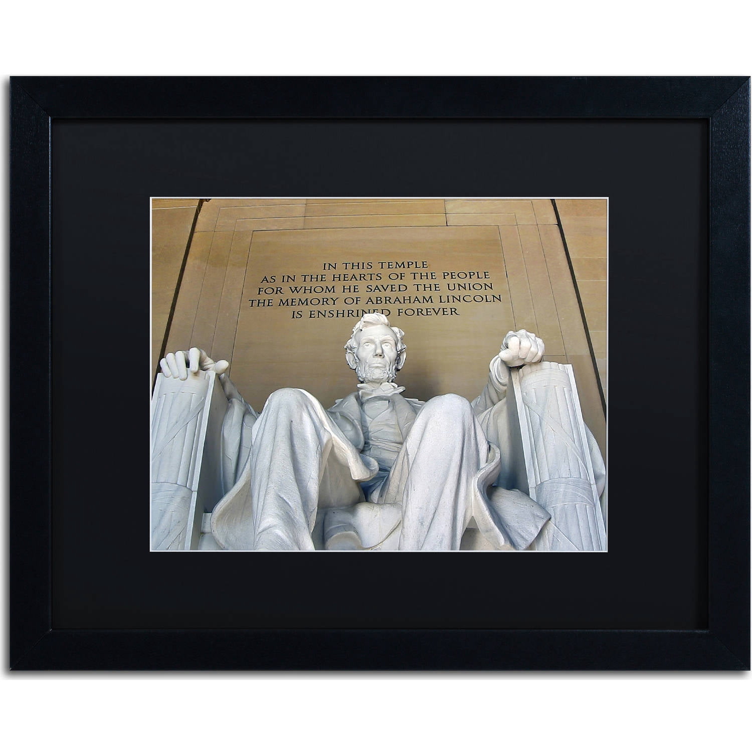 Trademark Fine Art "Lincoln Memorial" Canvas Art by CATeyes, Black Matte, Black Frame