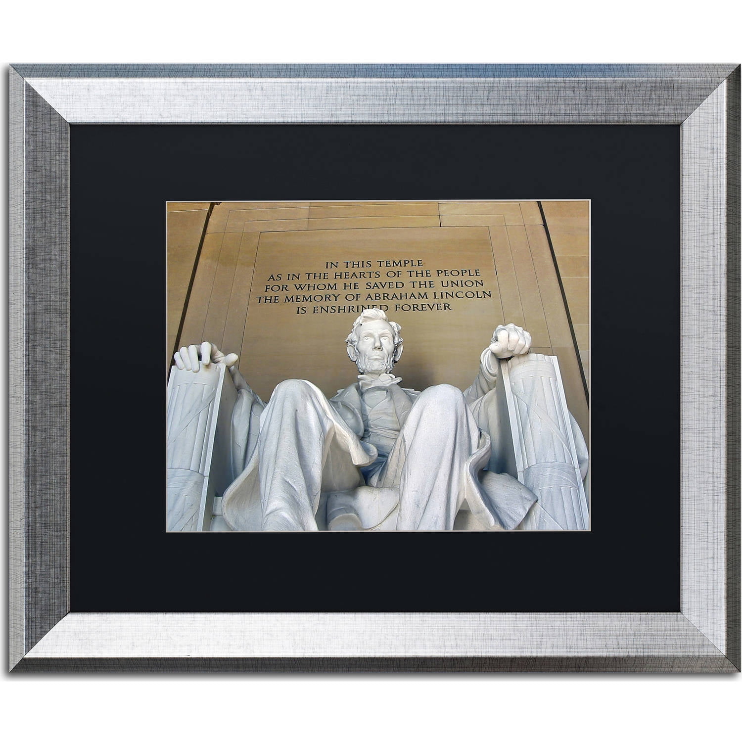 Trademark Fine Art "Lincoln Memorial" Canvas Art by CATeyes, Black Matte, Silver Frame