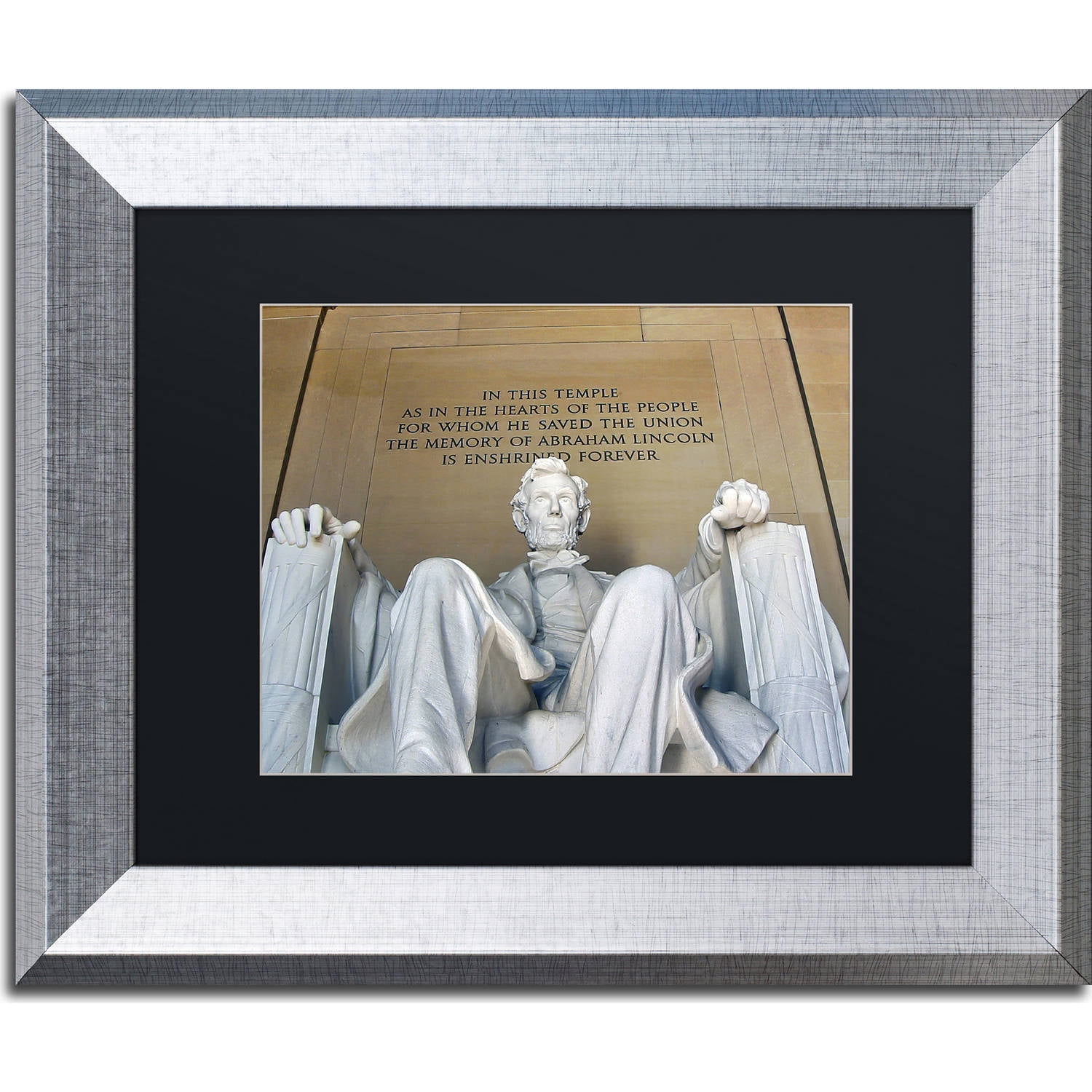 Trademark Fine Art "Lincoln Memorial" Canvas Art by CATeyes, Black Matte, Silver Frame