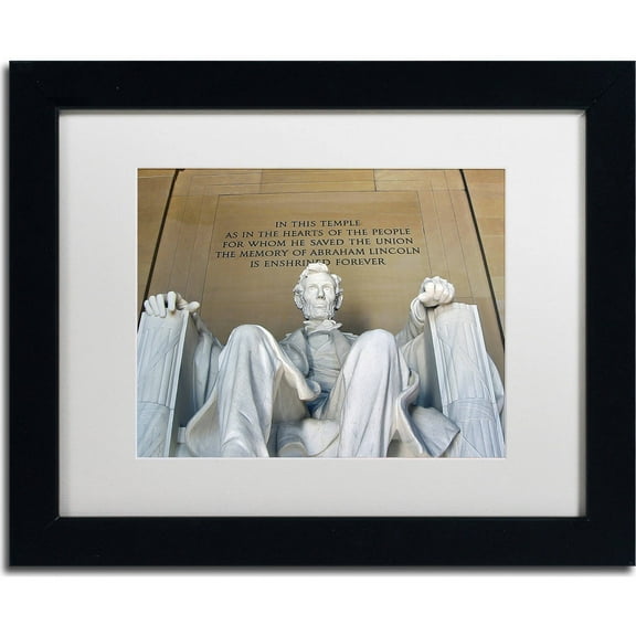 Trademark Fine Art "Lincoln Memorial" Canvas Art by CATeyes, White Matte, Black Frame