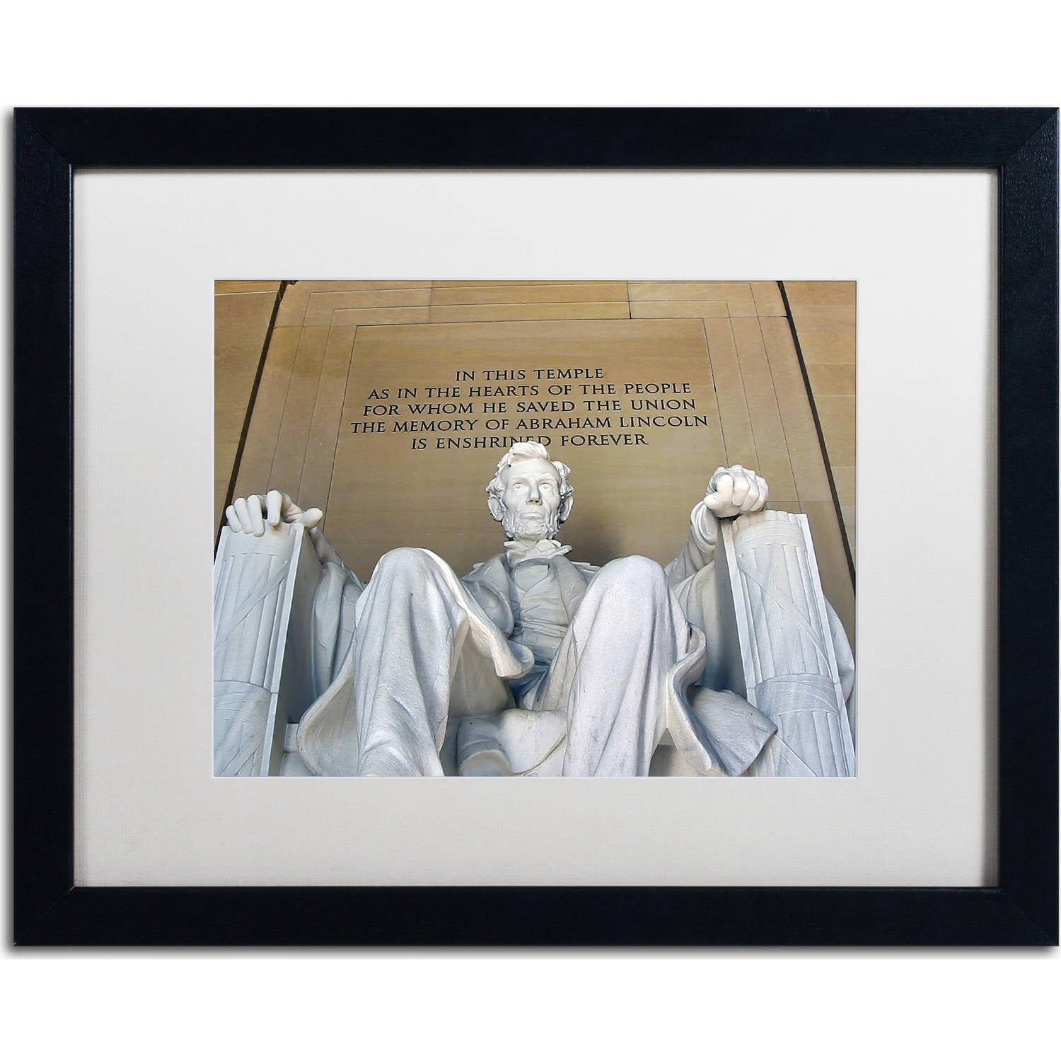 Trademark Fine Art "Lincoln Memorial" Canvas Art by CATeyes, White Matte, Black Frame