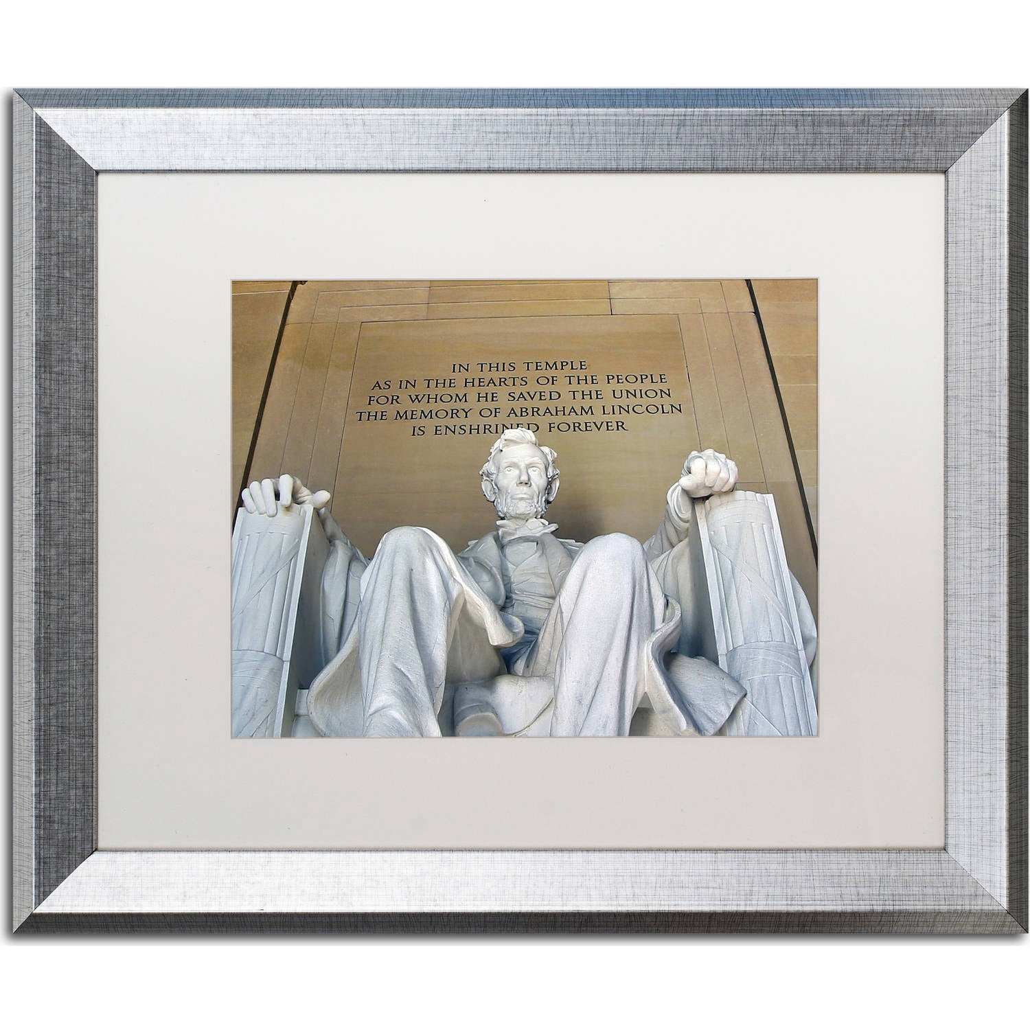 Trademark Fine Art "Lincoln Memorial" Canvas Art by CATeyes, White Matte, Silver Frame